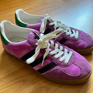 Gucci x Adidas Gazelle Pink Suede Sneakers size 8